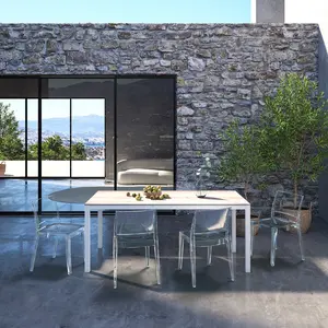 Palermo Modern Outdoor/Indoor Plastic Resin Stacking Patio Dining Chairs  (Set of 2) - CLEAR