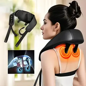 USB Rechargeable Electric Neck & Back Massager, Wireless Neck & Shoulder Kneading Massage Pillow, Neck & Back Muscle Relaxation Massage Shawl with Heating Function, Comfort