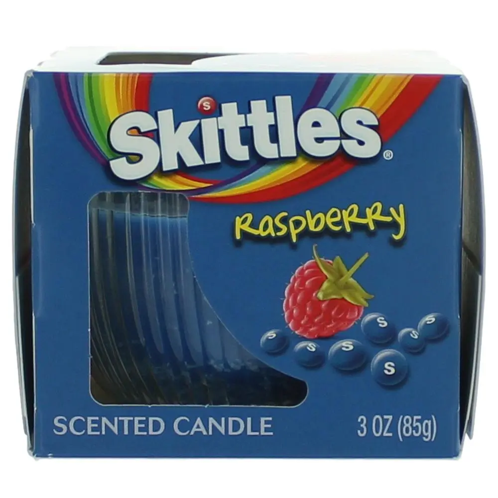 Skittles Scented Candle, 3oz Jar - Raspberry Fruity Gourmand Scent, Odor Control Candle for Every Room
