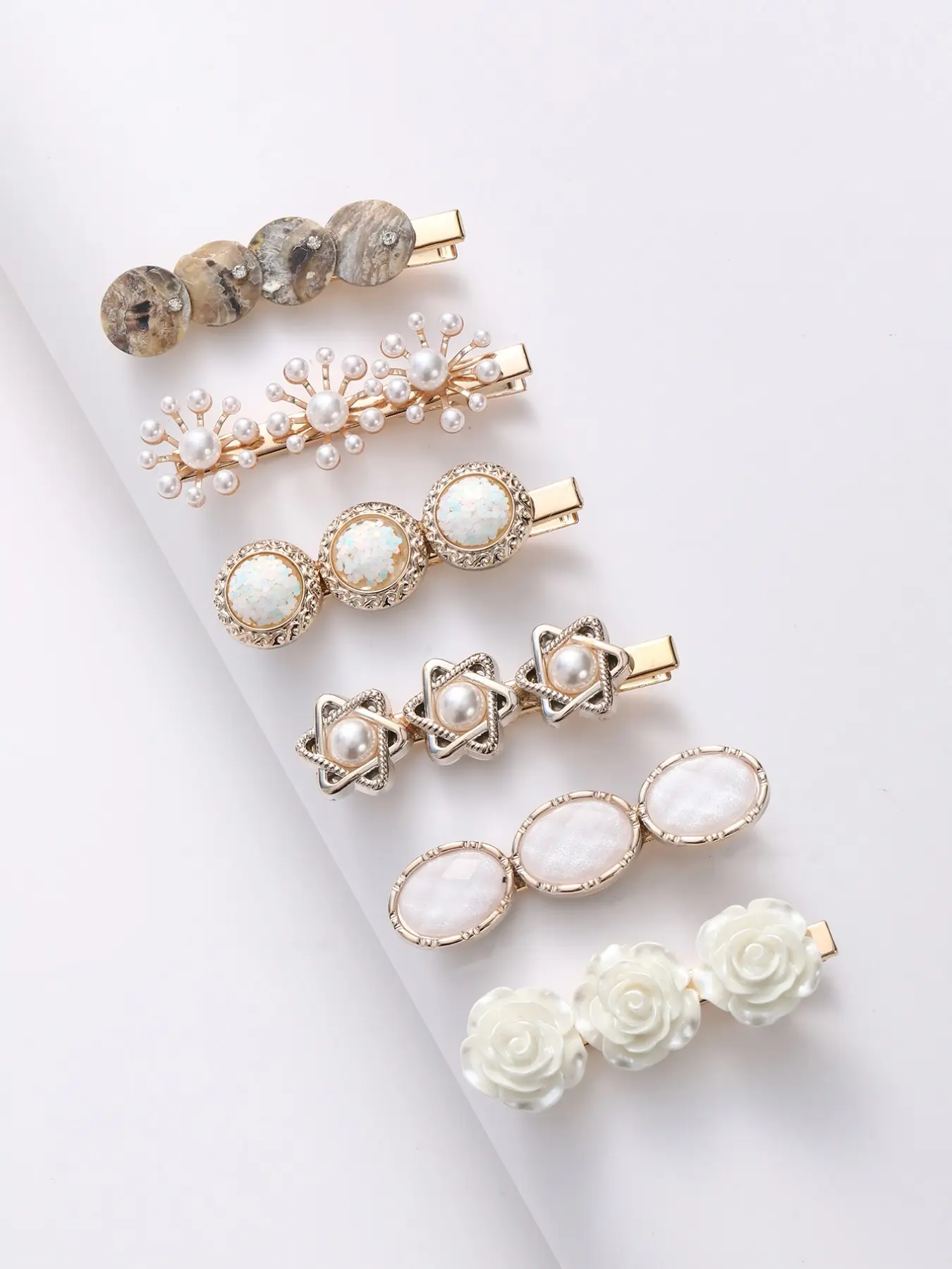6pcs Set Fashionable Barrettes Hair Clips, Elegant Single Barrette Headwear, Side Clip Hair Accessories, Stylish Hair Pins for Women, Hair Decor, Hairclips