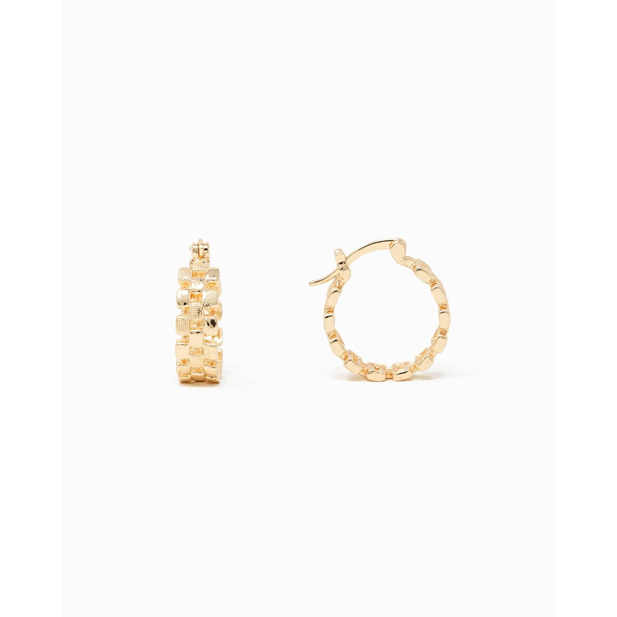 Checkered Pattern Cutout Hoop Earrings