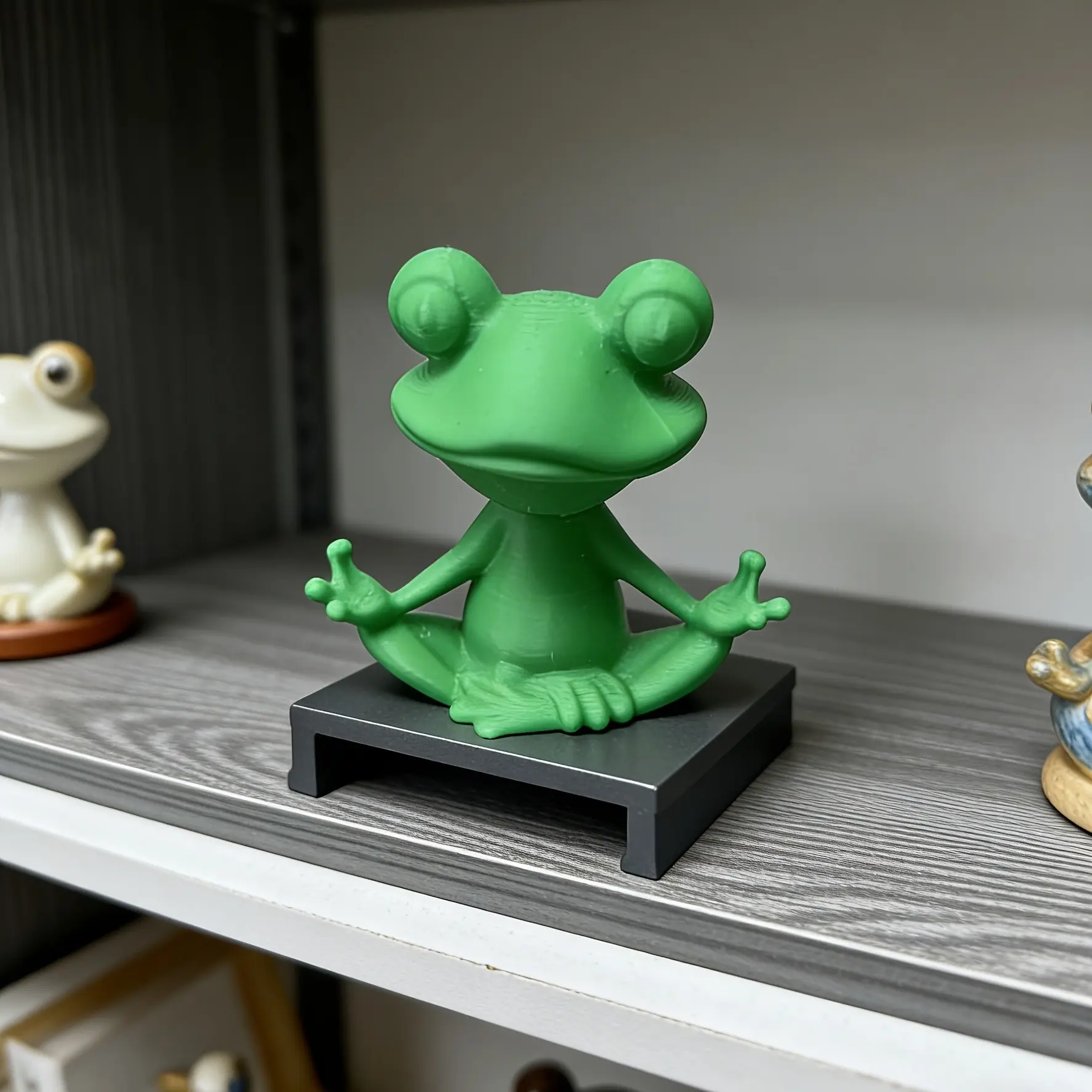 Zen Frog Meditation Statue, Lotus Pose Yoga Sculpture, Outdoor Decor for Home Office Garden, Durable Plastic, Mindfulness Ornament