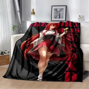 High School DxD Rias Akeno Asia Flannel Air Conditioning Blanket  Anime Throw for Bed, Sofa, Home Decor & Gifts