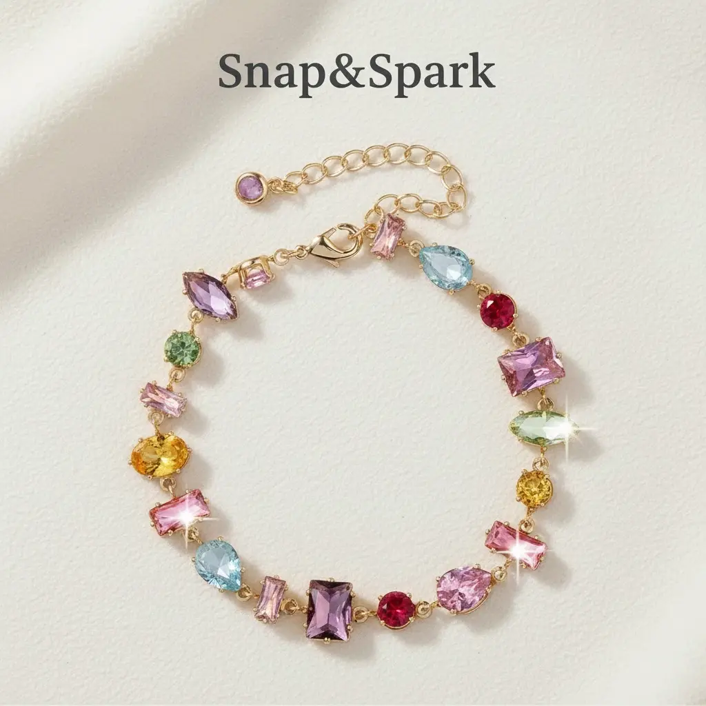 Snap&Spark Dopamine Candy Bracelet for Women 18K Gold Plated Mood Boosting Jewelry Y2K Energy Beaded Bracelet Thoughtful Gift for Girlfriend BFF Her Jewelry valentines gifts for gf gifts for bestfriend Colorful bracelet tiktokshopspringglowup