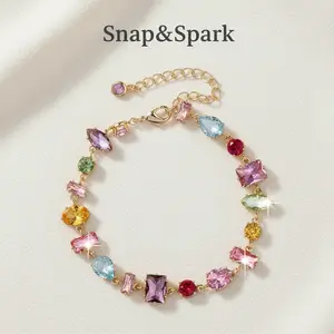 Snap&Spark Dopamine Candy Bracelet for Women 18K Gold Plated Mood Boosting Jewelry Y2K Energy Beaded Bracelet Thoughtful Gift for Girlfriend BFF Her Jewelry valentines gifts for gf gifts for bestfriend Colorful bracelet
