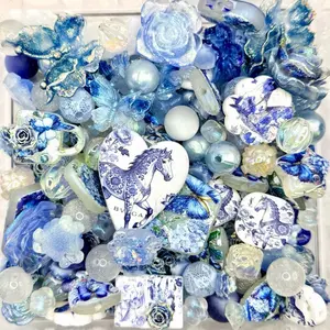Pony Run (NEW) Colorful Resin Acrylic Beads and Charms Mix for Beadable DIY Pen, Keychains, & Phone Chains Dragon Theme Creative Expression Kit with Metal and Rhinestone Focal Beads Beadable Pen Mix