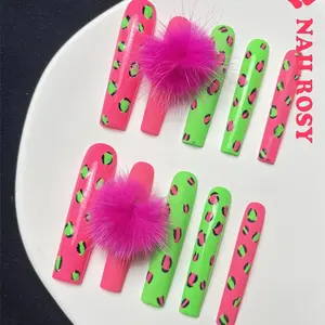 Leopard Pattern Fake Nails with Nail File & Tape & Stick, 10pcs/set Long Square Press on Nails for Women & Girls DIY Nail Art, Elegant Stick on Nails Kit, Nail Art Design Pressed on Nails