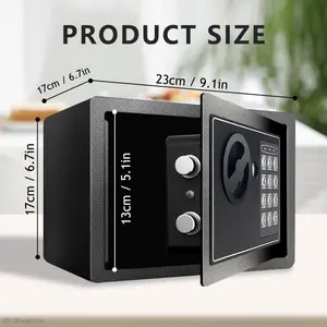 Money Safe Box for Home with Sensor Light & Money Bag, Security Safe Box for Money Safe with Keys & Pass Code, Lock Box with Digital Keypad (Black and Silvery)AB12PeakVibe
