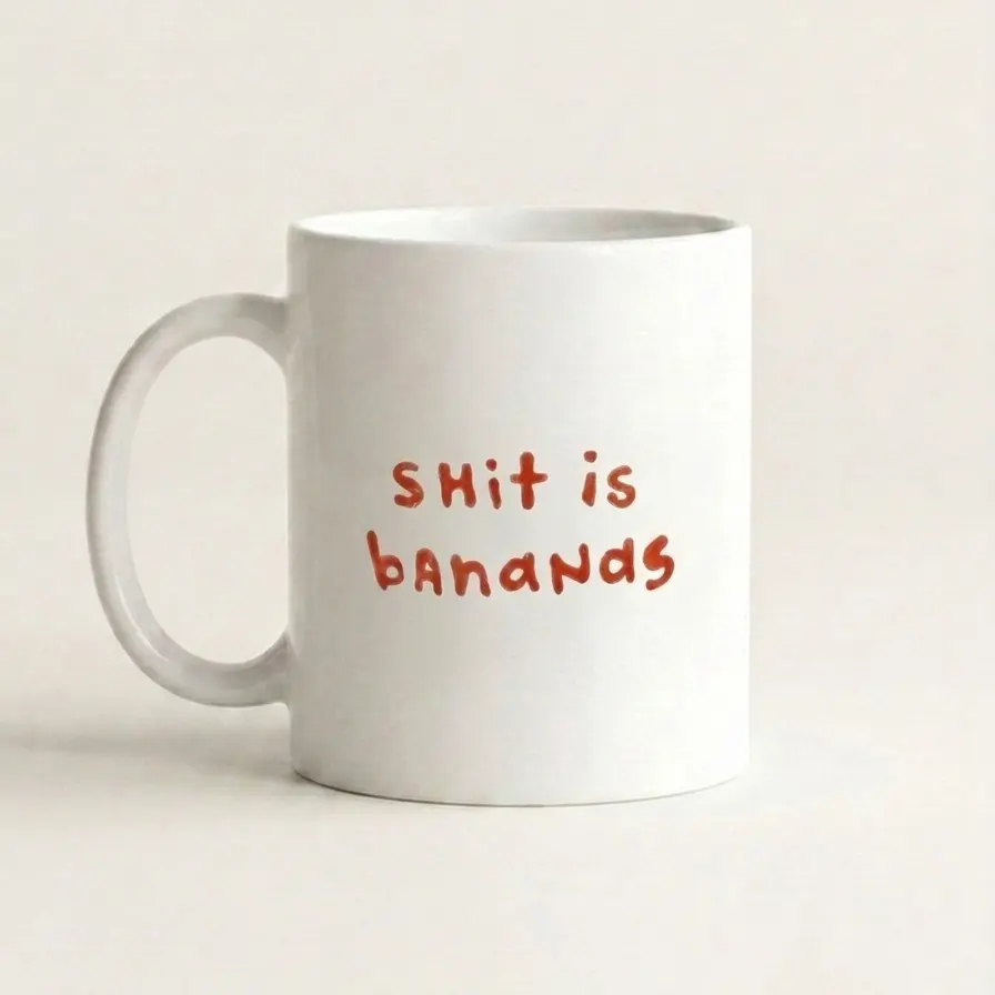 Humorous "Sh*t is Bananas" Ceramic Coffee Mug, Kitchen Drinkware for Daily Use