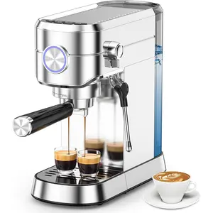 Kismile 20 Bar Espresso Machine with Milk Frother & Steam Wand 1350W Powerful Motor 40.5oz Removable Water Tank PID Temperature Control Semi-Automatic Home Coffee Maker for Cappuccino & Latte espressomachine