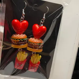 Heart Burger & Fried Earrings