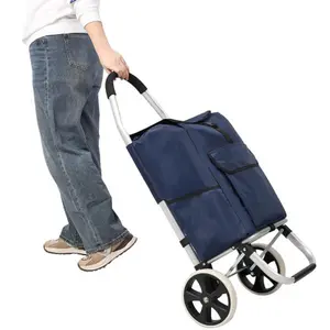 Shopping Trolley with Wheels,Trolley Black Foldable Shopping Cart,Removable Shopping Oxford Waterproof Bag