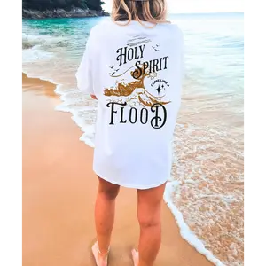 Holy Spirit Graphic Tee, Come Like a Flood Oversized Christian Shirt, Casual Faith T-shirt for Women, Baptism Gift Top