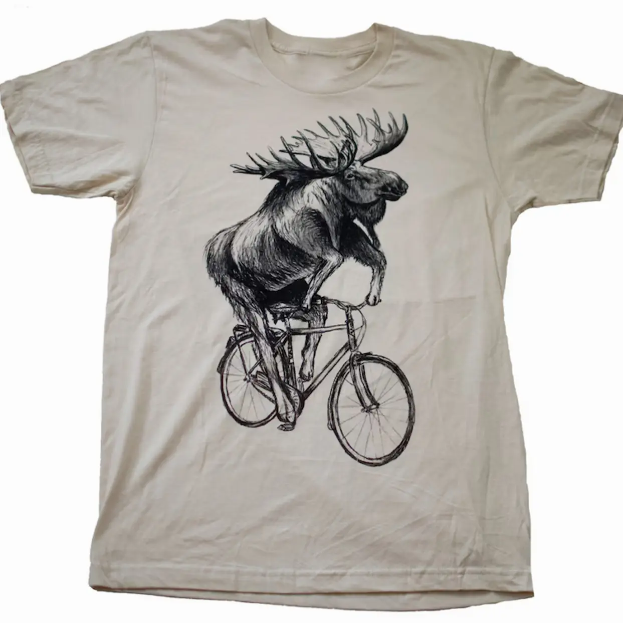 Moose on Bicycle T-Shirt: Hand-Screened Graphic Tee