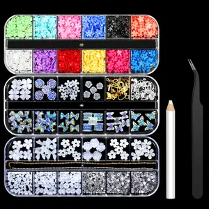 Nail Charms, y2k Nail Decor, 3D Flowers for Nails,  Acrylic Nail Art Charms, 3 Sets Spring DIY Materials for Nail Art Designs