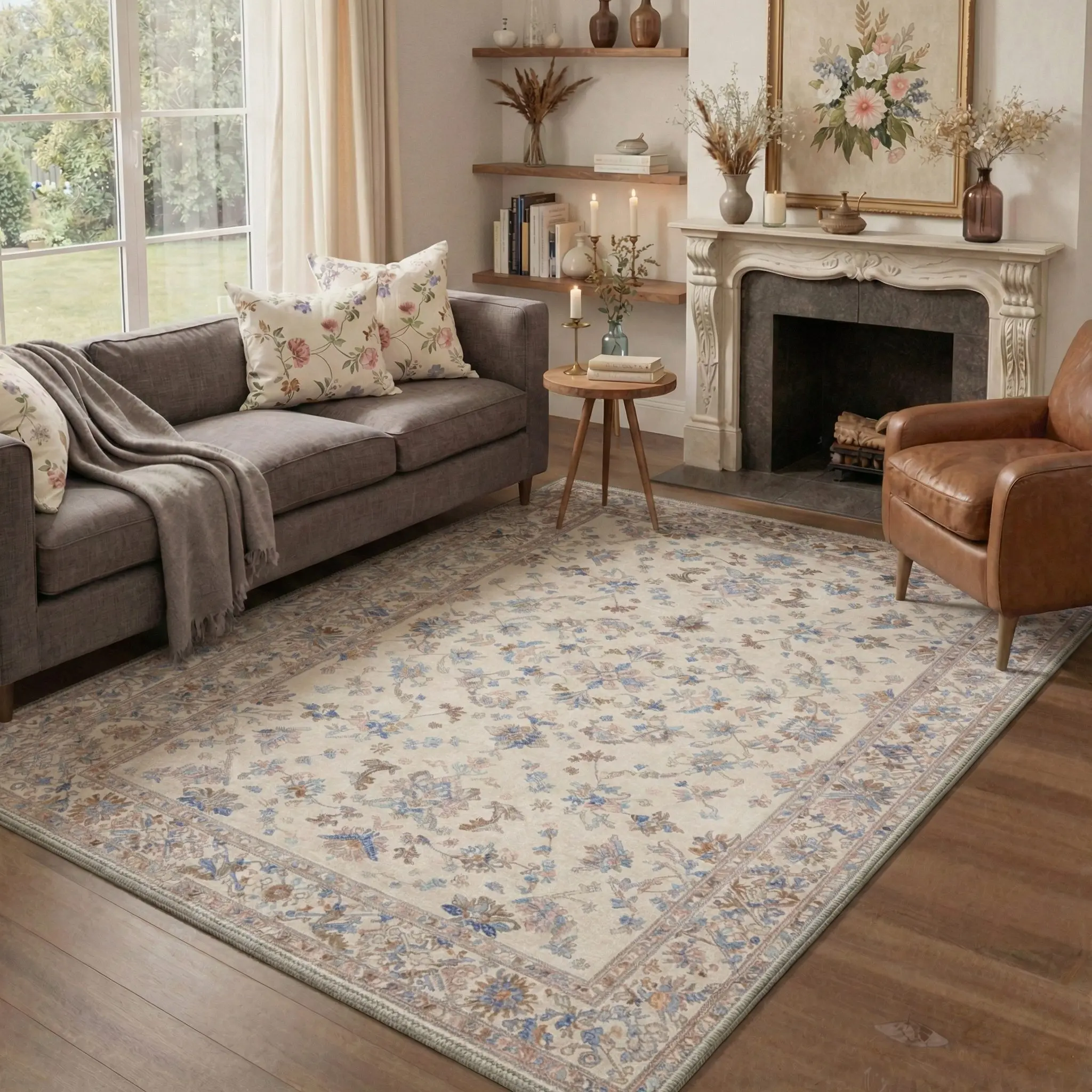 【Deals For You Days】BEIMO Soft Rug – Machine Washable, Non-Slip, Pet Friendly Floor Rug, Area Carpet Ideal for Living Room, Bedroom, Kitchen, Hallway, Complete Interior Decor ,ARP2648-BLOOM