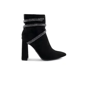 CLEO Embellished Snake Ankle Boots - Black