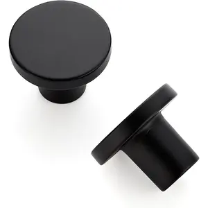 10 Pack Black Round Cabinet Knobs 1-1/5 Inch Kitchen Cabinet Dresser Drawer Pulls Closet Door Pulls Hardware