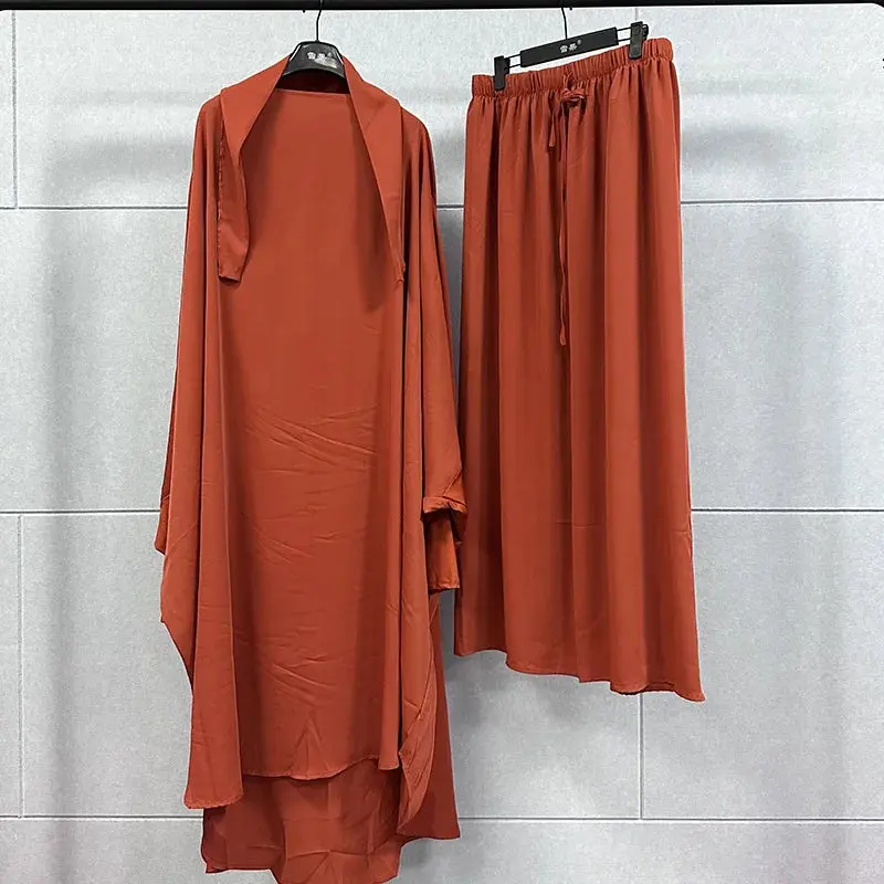 Fashion Robe Suit Clothes Middle East Solid Color Dress Pants Suit Robe  Women Long Kimono Dress Women Large Swing Muslim Dresse