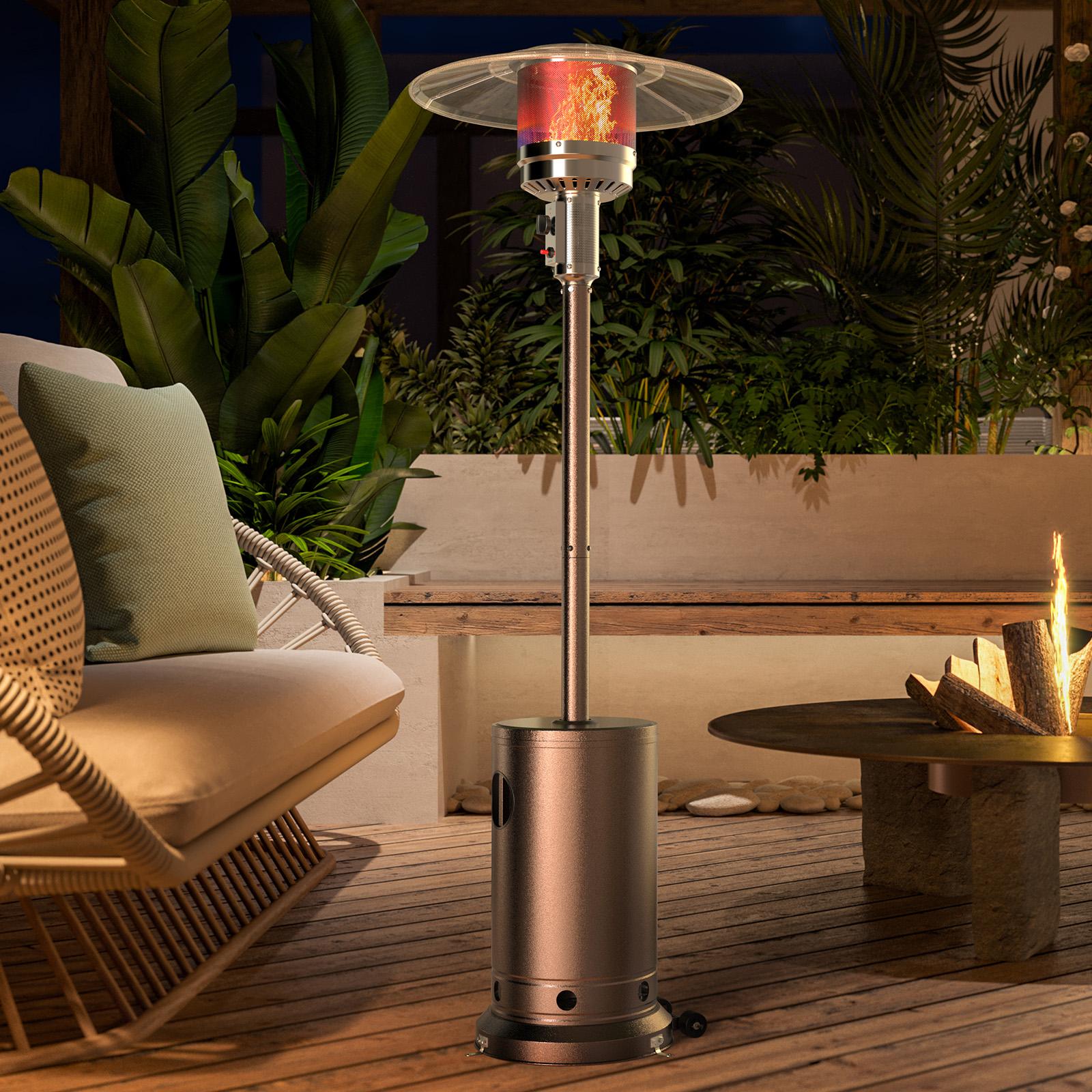 Sweetcrispy Round Propane Patio Heater - 48,000 BTU, Iron-Metal-Steel Construction, Tabletop, Wheels, Household Outdoor Heater