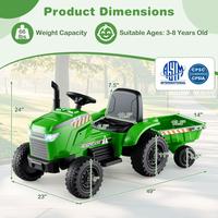 12V Tractor w/ EVA Tires, Trailer - Green