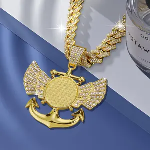 Unisex Anchor Pendant Cuban Link Necklace Vintage Hip Hop Street Style Fashion Jewelry Stylish Nautical Charm Neck Accessory Suitable for Daily Casual Dating Party Wear Simple Trendy Alloy Chain Gift for Men Women