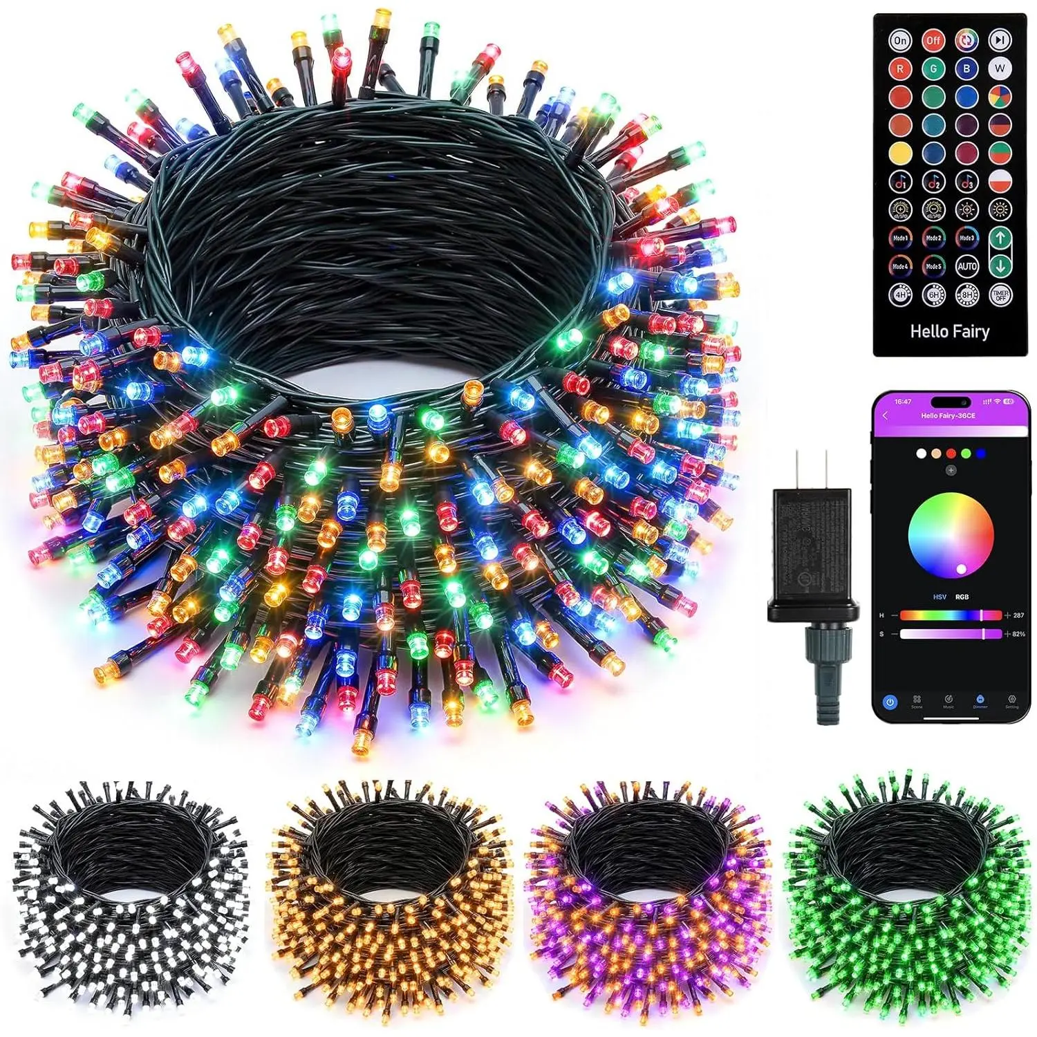 LED Color Changing Smart RGB Christmas Tree Lights, 82ft 250LED String Twinkle Lights, 16 Milion Adjustable Colors Fairy Lights with Remote & Timer & Memory for Xmas Tree Holiday Party