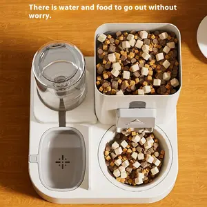 2-in-1 Automatic Pet Feeder & Water Dispenser Large Capacity Dry/Wet Separation Cat Feeding Bowl Essential Pet Accessories for Happy Eating