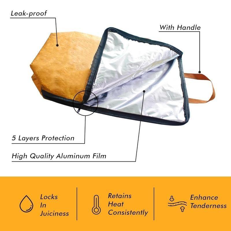Heavy Duty BBQ Blanket for Resting Meat 5-Layer Insulated Meat Resting Bag with Wide Mouth Handle and Moisture Retention for Perfect Briskets Pork Shoulders Steaks Brown 21 Inch - YY