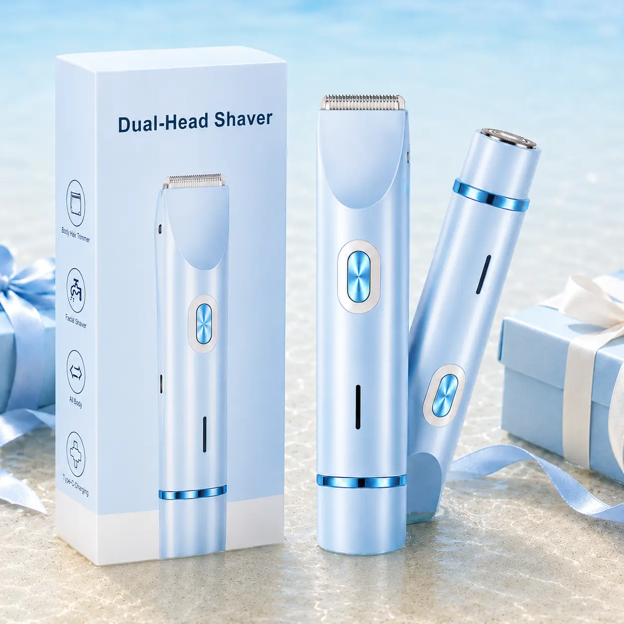 Women’s Body Shaver, Rechargeable 2-in-1 Dual Head Electric Razor for Legs, Underarms, Bikini Line and Face, Cordless Wet & Dry Full Body Grooming Tool