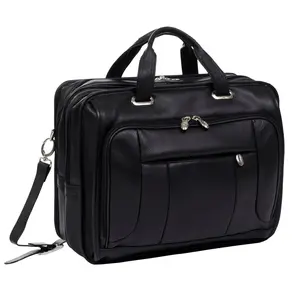 Mcklein  17 Inch Black River West Leather Fly-Through Checkpoint-Friendly Notebook Case