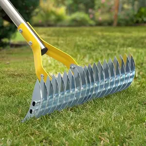 Thatch Rake for Lawns - 15in Dual-Action Dethatching Rake with 70'' Handle, Manual Dethatcher & Scarifier Tool for Dead Grass,Moss,Weeds,Thatching Remover,Yard Soil LooseningThatcher