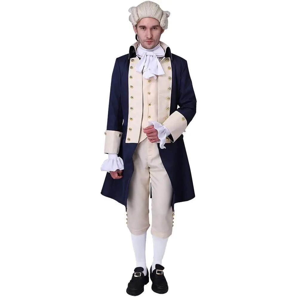 Men's George Washington Hamilton Colonial History Cosplay Clothes, Colonial Uniform Outfit, Menswear