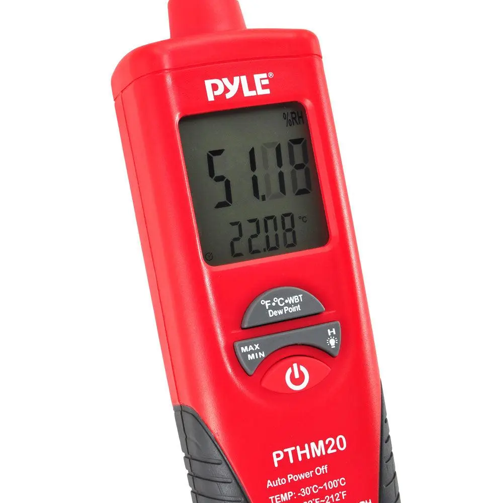 Digital Hygrometer Thermometer Tool - Accurate Sensor, Dual Display, Red LCD Screen with Temperature Probe