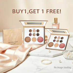 BUY1,GET 1 FREE! Makeup Palette Multi-Use Cosmetic Set Highlighter Eyeshadow Contour Blush Suitable for Makeup Palette bronze eye shadow powder underground makeuppallette  fantal frame basic canvas bronzer cool toned Baked shade