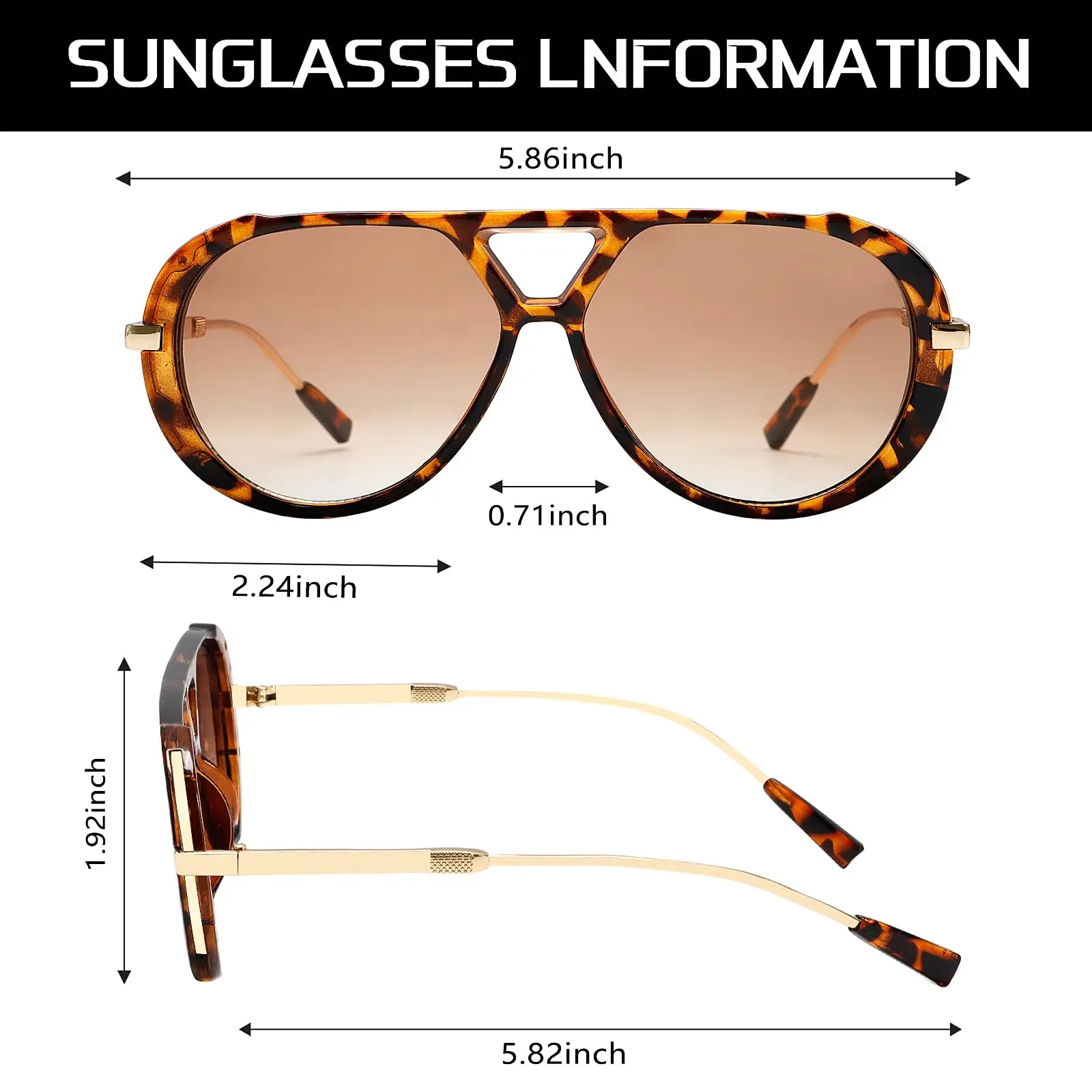 Retro Gold Aviator Sunglasses for Women Men 2025 Metal 