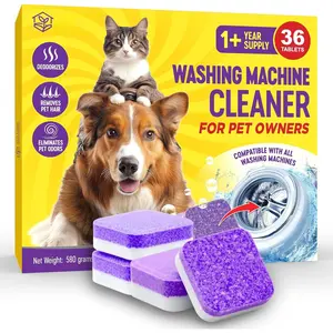Washing Machine Cleaner Tablets for Pet Owners, 36 Pack, Front&Top Load Washer Deep Cleaning, HE & Septic  Safe, Remove ,  Smells, Prevents Dander Build-up
