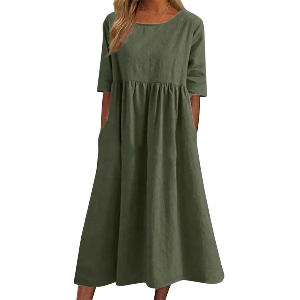 Women's Summer Maxi Dress S-5XL, Short Sleeve Casual Loose Fit Long Dresses with Pockets, Plus Size Boho Sun Dress for Vacation & Daily Wear