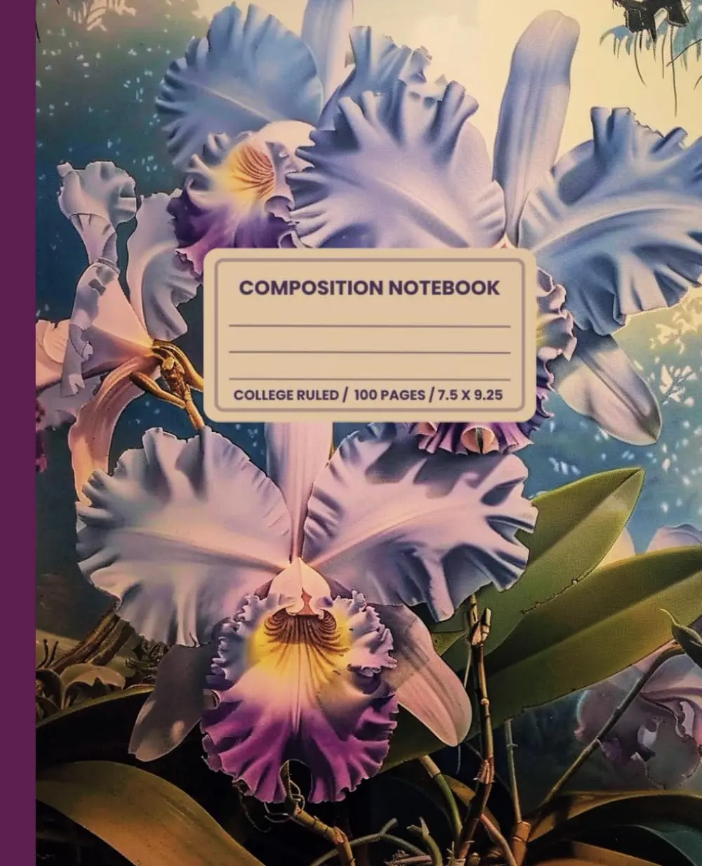 Composition Notebook College Ruled: Orchid Flower Vintage Botanical Illustration. Cute Aesthetic Journal For Girls, Students, School, Office