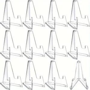 12pcs, Mini Clear Acrylic Easel Stands Coin Display Easel Holder Baseball Sports Card Stands Trading Graded Card Easel Stand Transparent Card Holder
