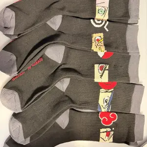 Anime Socks 5 Pack - Black with Red and White Design - 5 Pack Socks for Anime Fans