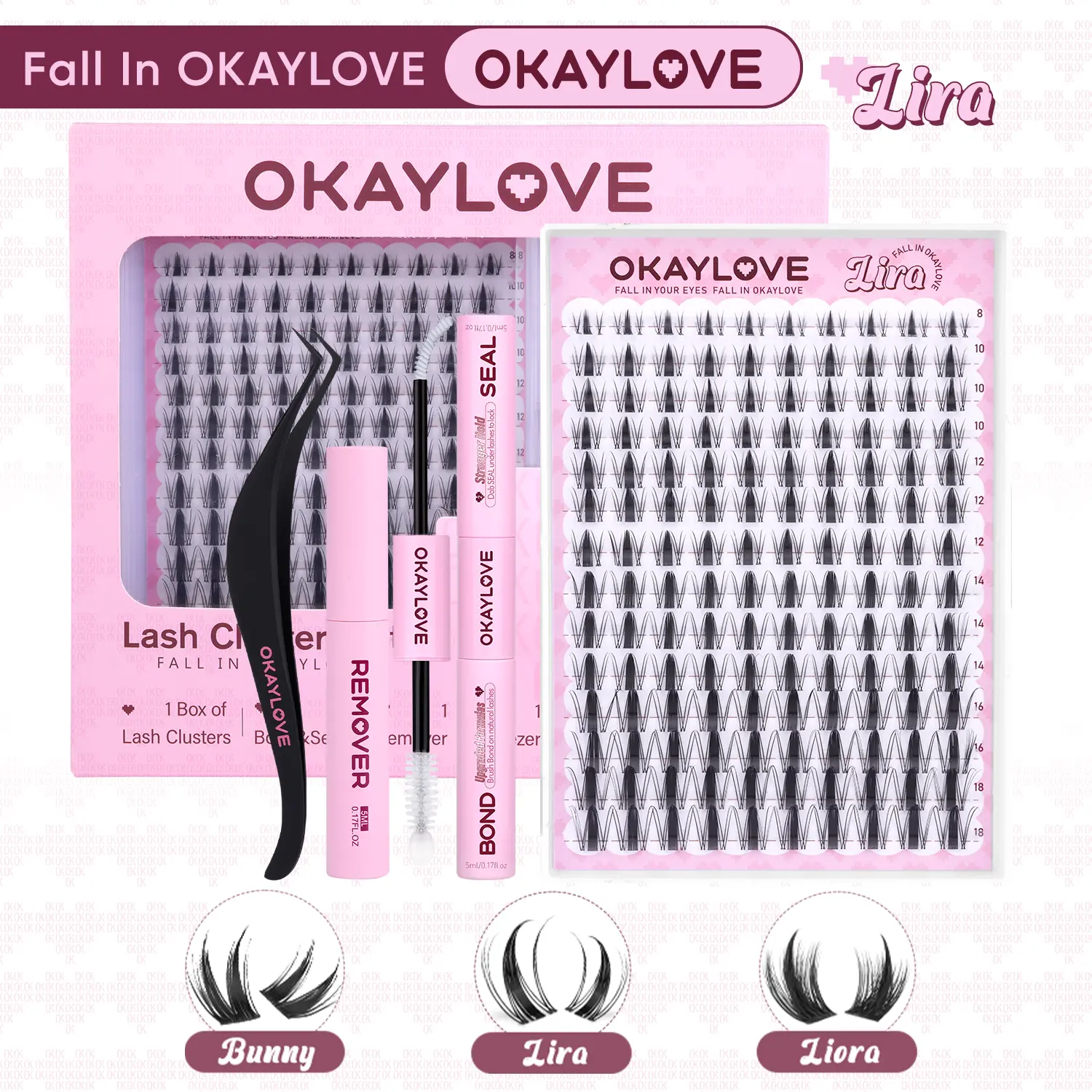 OKAYLOVE Lira Lash Clusters Kit Okaylovelashes with Long-lasting Lash Bond and Seal,Tweezers and Remover for DIY Eyelash at Home for Natural Makeup Girl Gifts #Summervibes DealsForYouDays, Beauty Products, Alt Makeup #sohochic #backtoschool