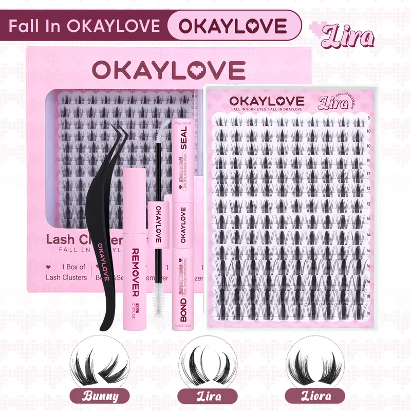 OKAYLOVE Lira Lash Clusters Kit Okaylovelashes with Long-lasting Lash Bond and Seal,Tweezers and Remover for DIY Eyelash at Home for Natural Makeup Girl Gifts #Summervibes DealsForYouDays, Beauty Products, Alt Makeup #sohochic #backtoschool