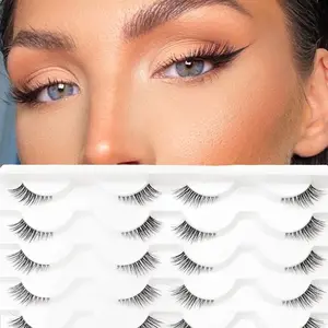 14 Pairs Half Lashes, Realistic Fox Fur False Eyelashes, Transparent Stem, Short Half Eye False Lashes, Reusable Makeup Accessories, Diy Volume Eyelashes