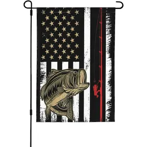 Bass Fishing American Flag Garden Flag Welcome Party Outdoor Outside Decorations Picks Home House Garden Yard Decor
