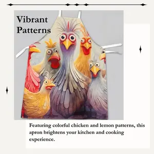 Chicken Pattern Apron, 1 Count/12pcs Colorful Sleeveless Kitchen Apron, Lemon Pattern Apron, Household Items, Multicolor Easy Cleaning Apron for Home Cooking, Kitchen Wear, and Cooking Enthusiasts, Kitchen Accessories, Household Items, Funny Apron