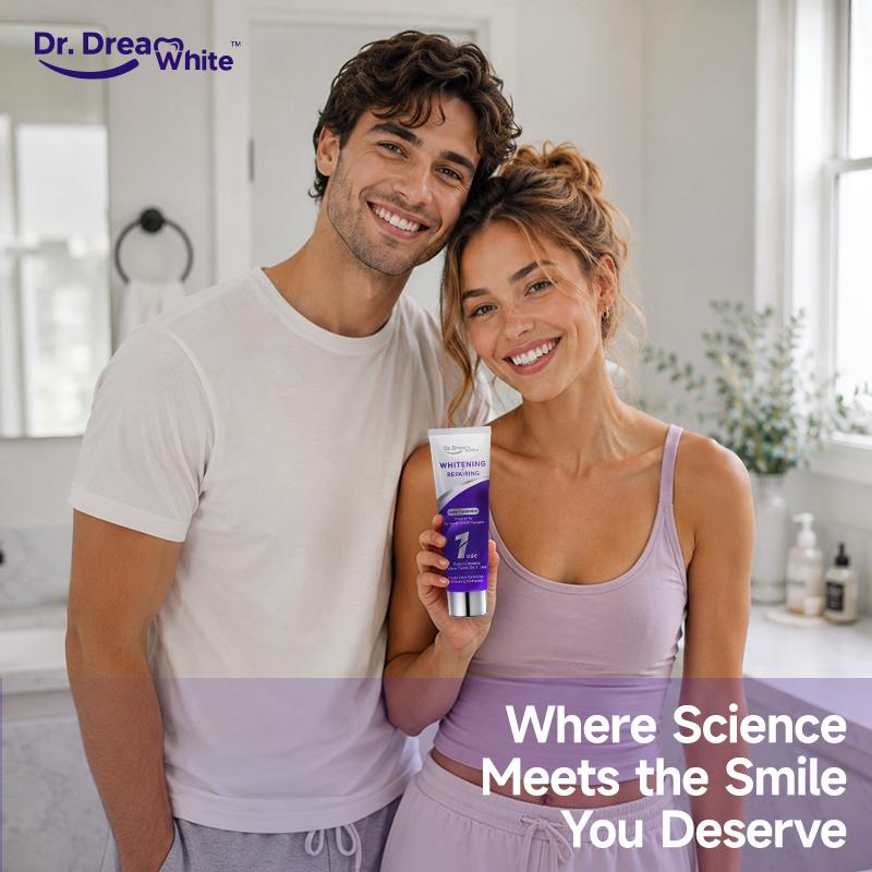 Dr.DreamWhite Purple Color Correction Whitening Toothpaste | Upgraded Vio-Zyme Formula with Xylitol & Nano-hydroxyapatite | Long-Lasting Freshness | Peroxide-Free | SLS-free | Anti-Stain
