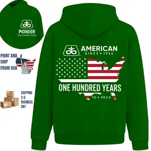 American Pioneer One Hundred Years Hoodie, 2 Sides, patriotic farming graphic, oversized Hoodie for men, American heritage style, gift for farmers