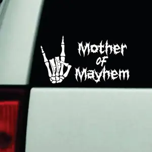 Mother of Mayhem Car Decal Truck Bumper Sticker Window Windshield Vinyl Cute Funny Mom Blegh Emo Goth