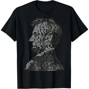 Abraham Lincoln Portrait Gettysburg Address Casual Short Sleeve Cotton T-Shirt